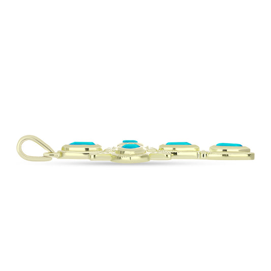 Goldplattierter Silberanhänger mit blauem Jade