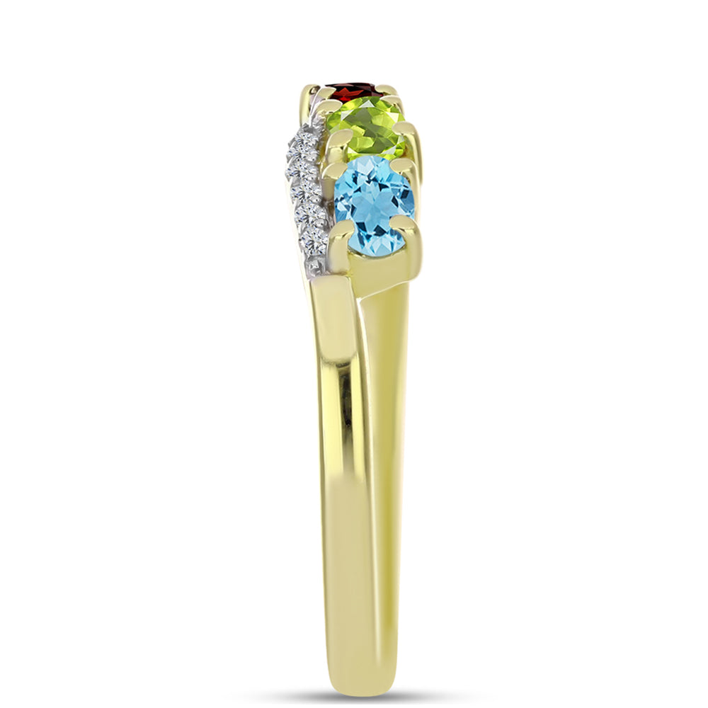 Goldplattierter Silberring mit marokkanischem Amethyst und Zitrin aus dem Ural