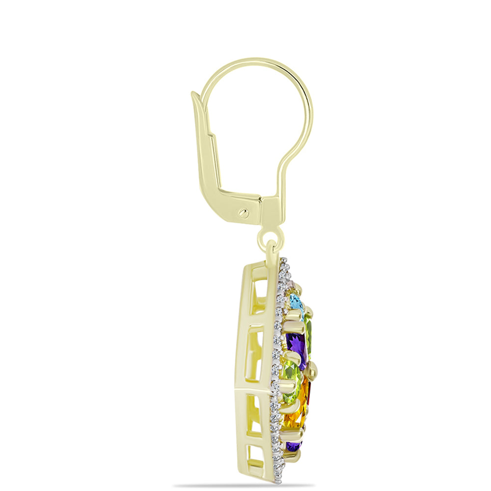 Goldplattierte Silberohrringe mit marokkanischem Amethyst und Zitrin aus dem Ural