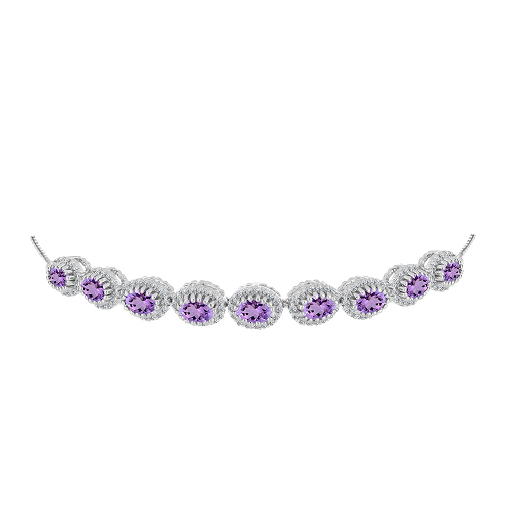 Silberarmband mit Rose De France Amethyst und weißem Topas