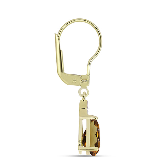 Goldplattierte Silberohrringe mit Cognac-Quarz und weißem Topas