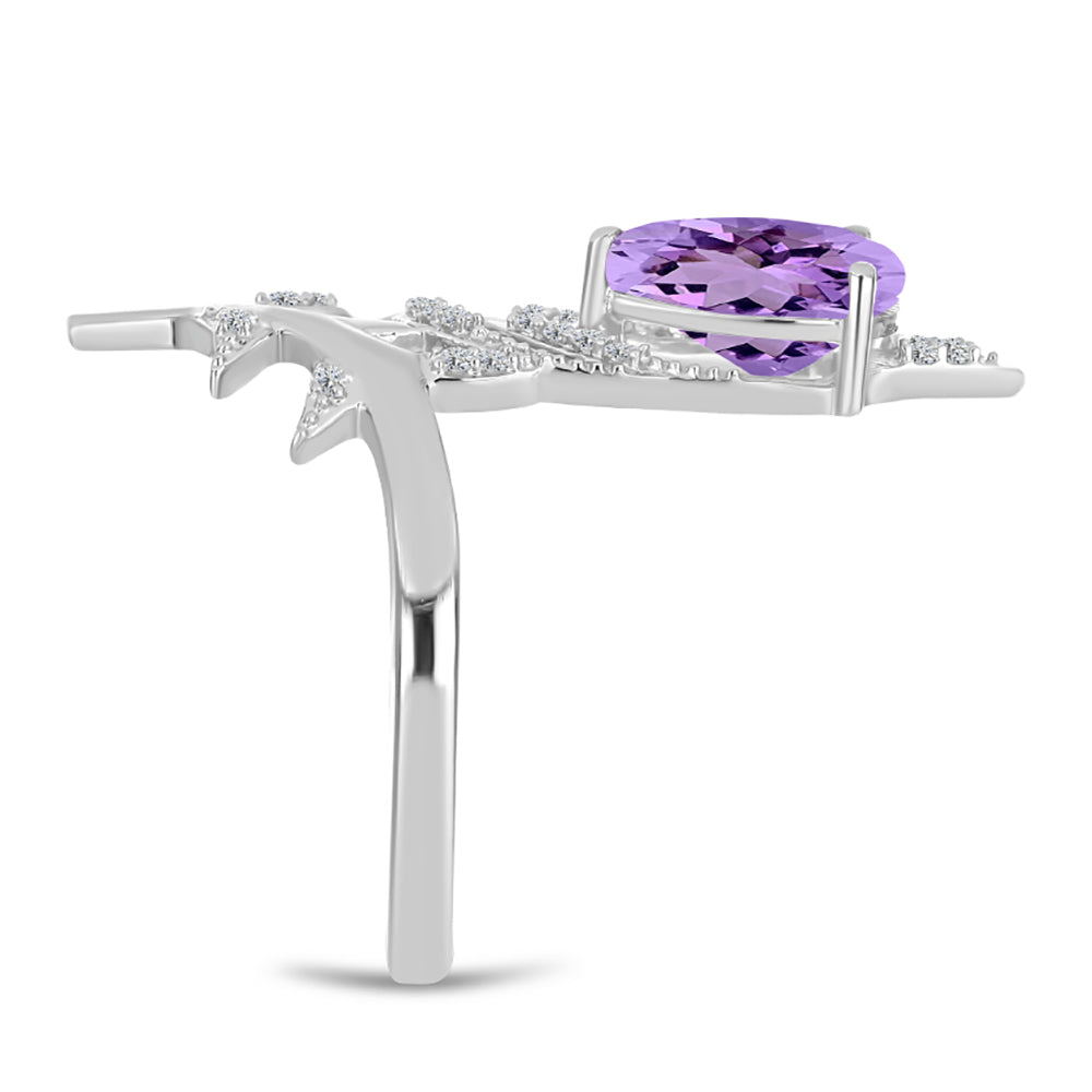 Silberring mit Rose De France Amethyst und weißem Topas