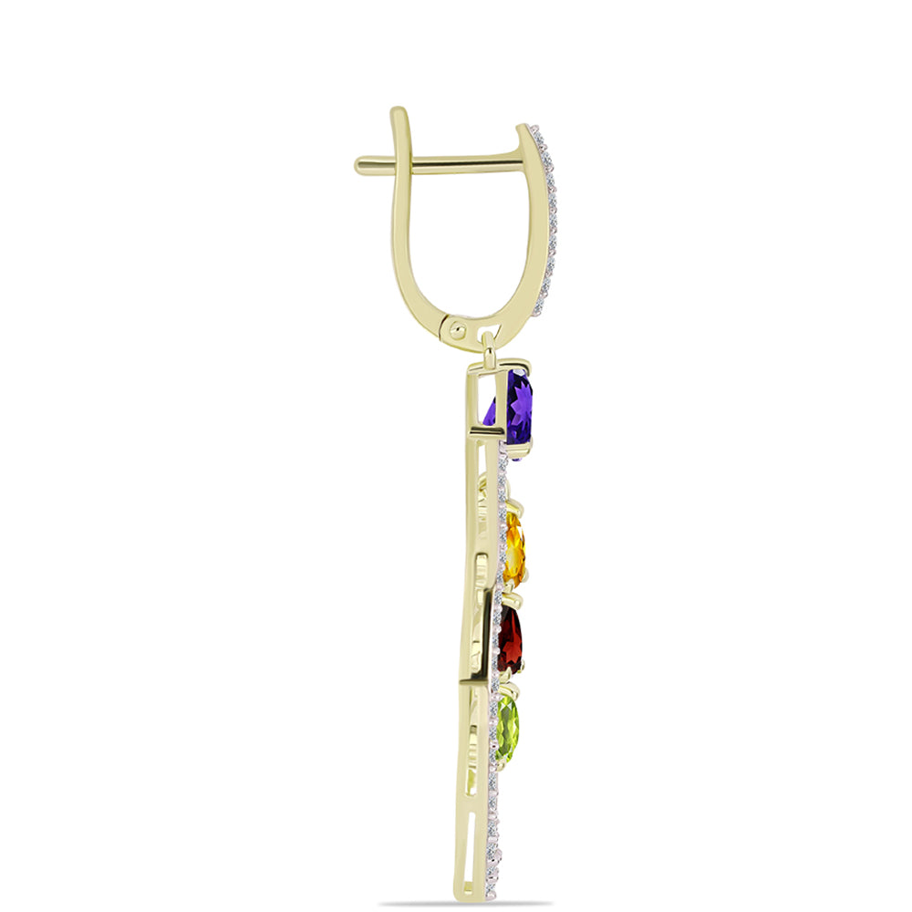Goldplattierte Silberohrringe mit marokkanischem Amethyst und Zitrin aus dem Ural