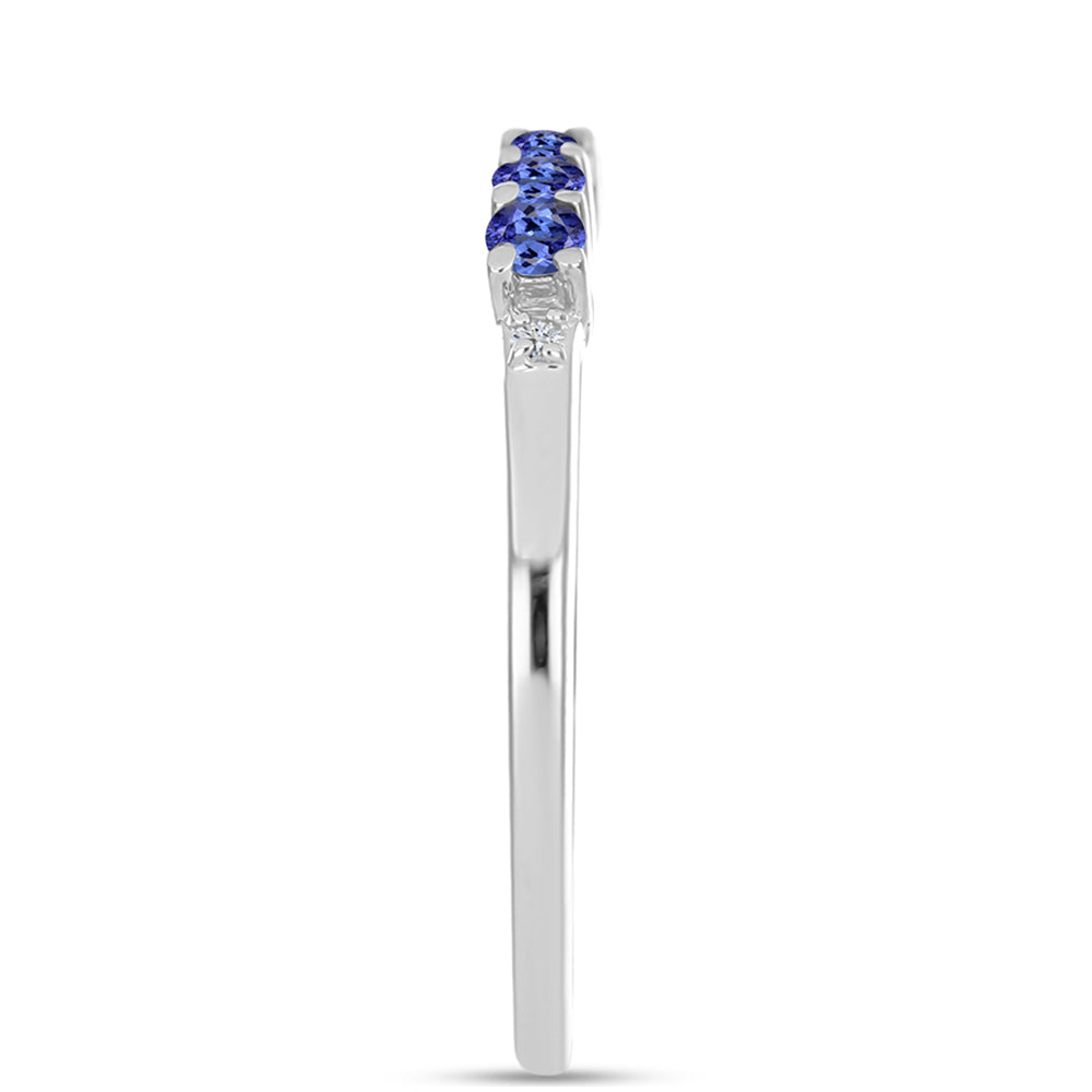 Silberring mit Tansanit - Klasse AAA und weißem Diamant
