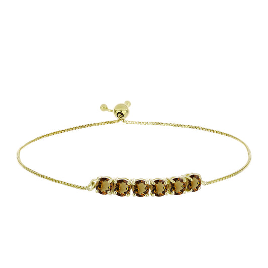 Goldplattiertes Silberarmband mit Cognac-Quarz