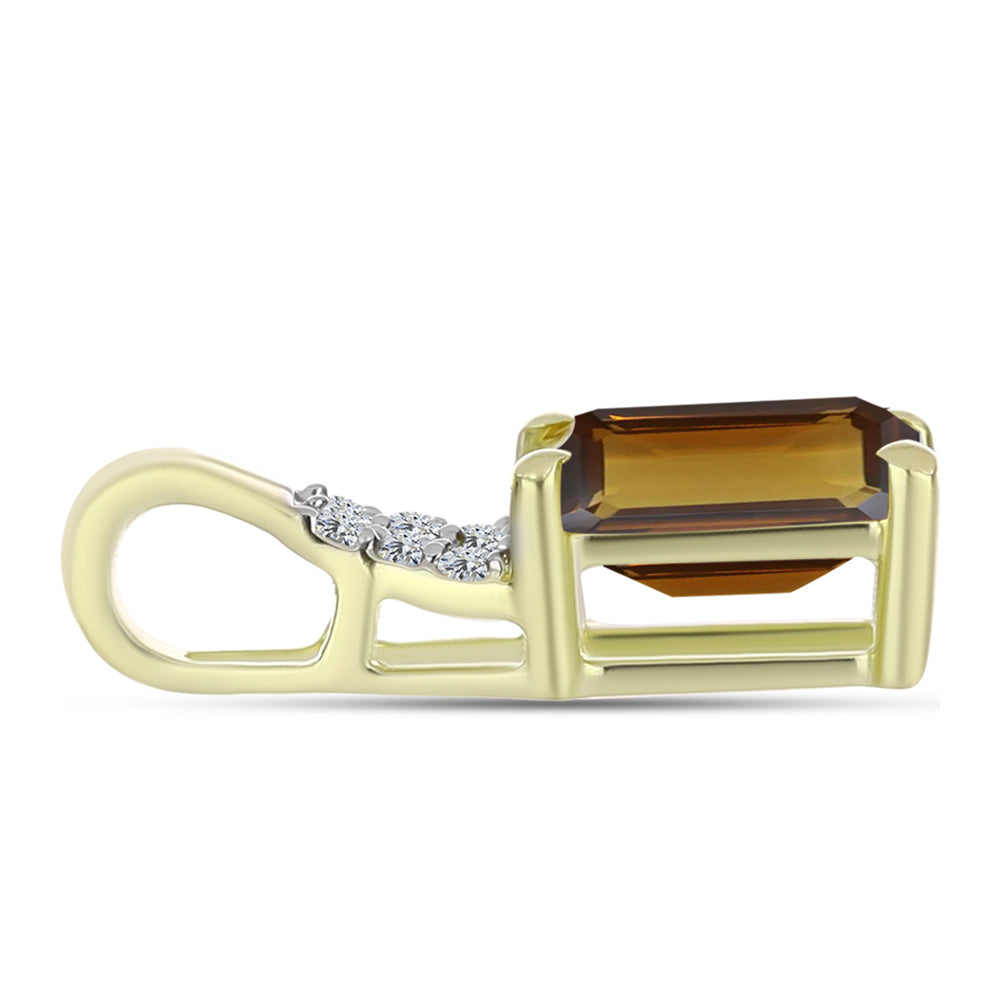Goldplattierter Silberanhänger mit Cognac-Quarz und weißem Topas