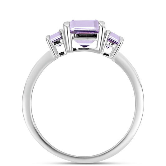 Silberring mit Rose De France Amethyst und weißem Topas