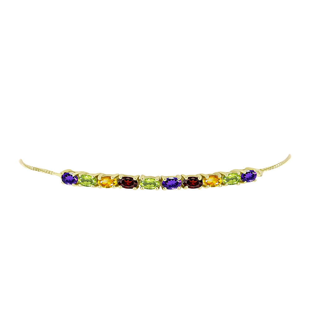 Goldplattiertes Silberarmband mit marokkanischem Amethyst und Zitrin aus dem Ural