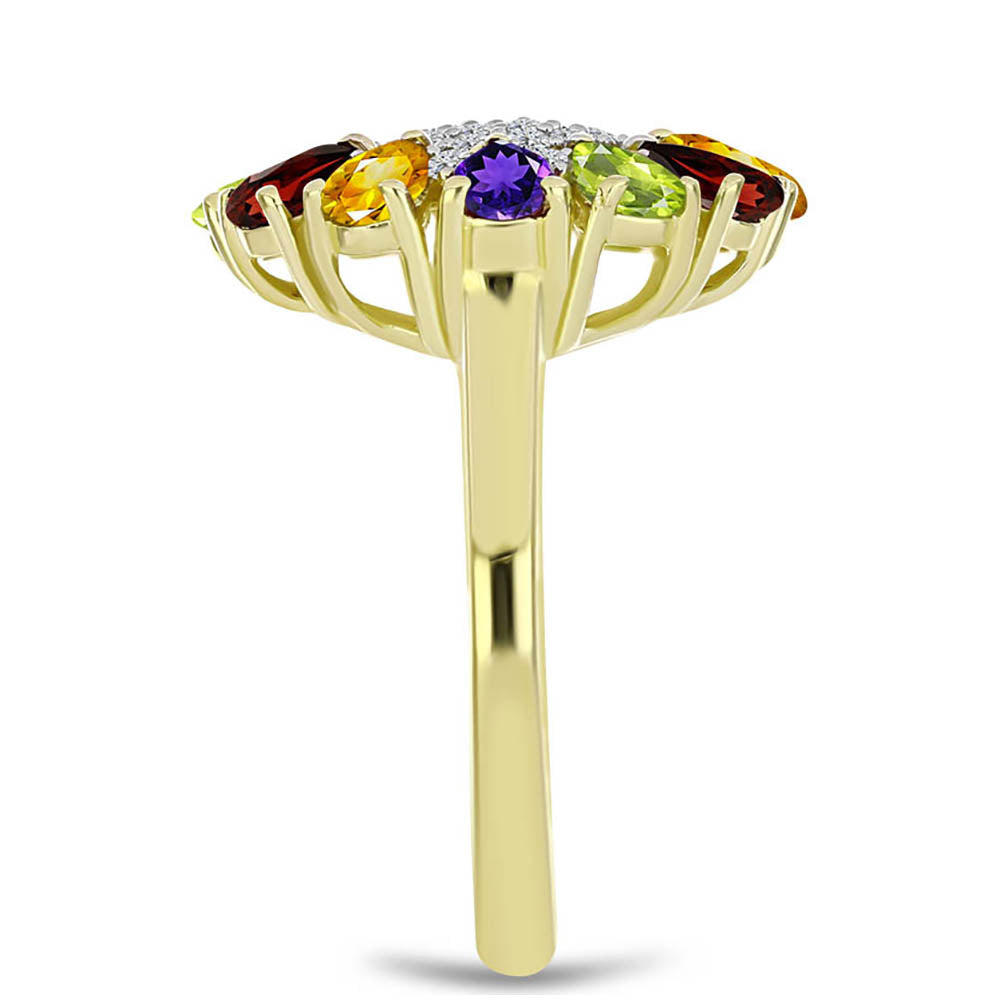 Goldplattierter Silberring mit marokkanischem Amethyst und Zitrin aus dem Ural