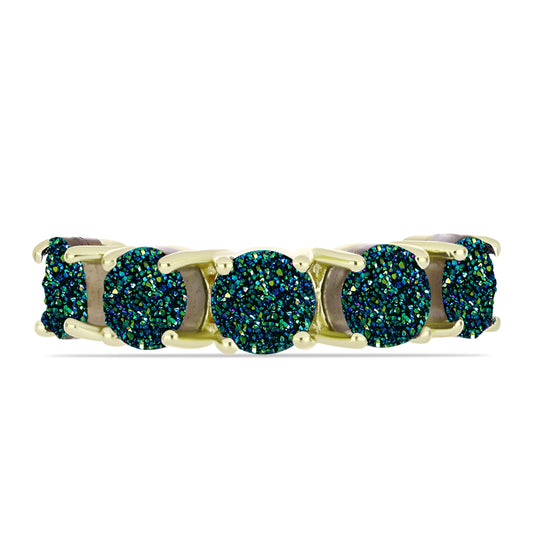 Goldplattierter Silberring mit grüner Druse