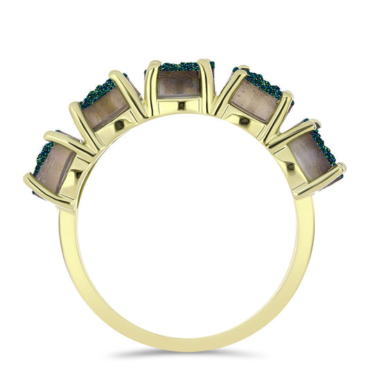 Goldplattierter Silberring mit grüner Druse