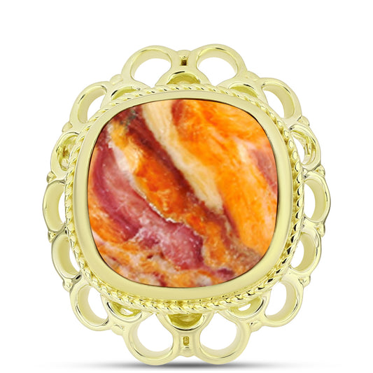 Goldplattierter Silberring mit Löwenpfoten-Jaspis