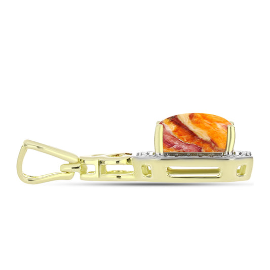 Goldplattierter Silberanhänger mit Löwenpfoten-Jaspis und weißem Topas