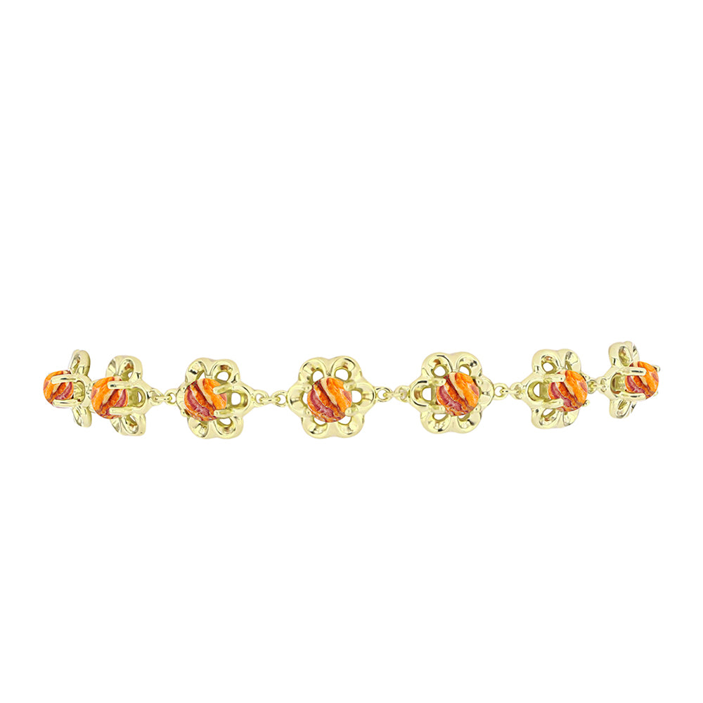 Goldplattiertes Silberarmband mit Löwenpfoten-Jaspis