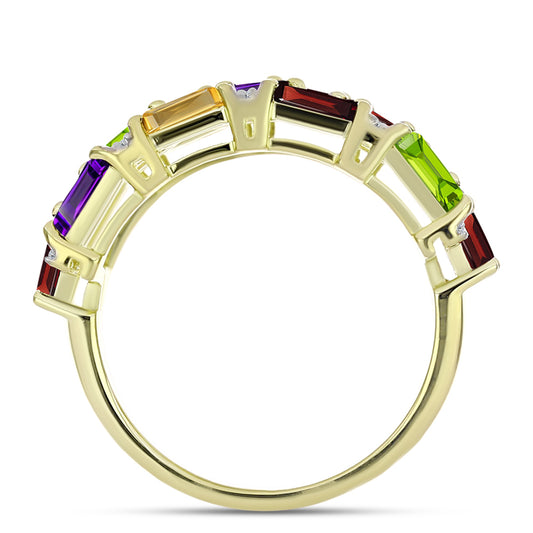 Goldplattierter Silberring mit marokkanischem Amethyst und Zitrin aus dem Ural