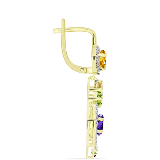 Goldplattierte Silberohrringe mit marokkanischem Amethyst und Zitrin aus dem Ural
