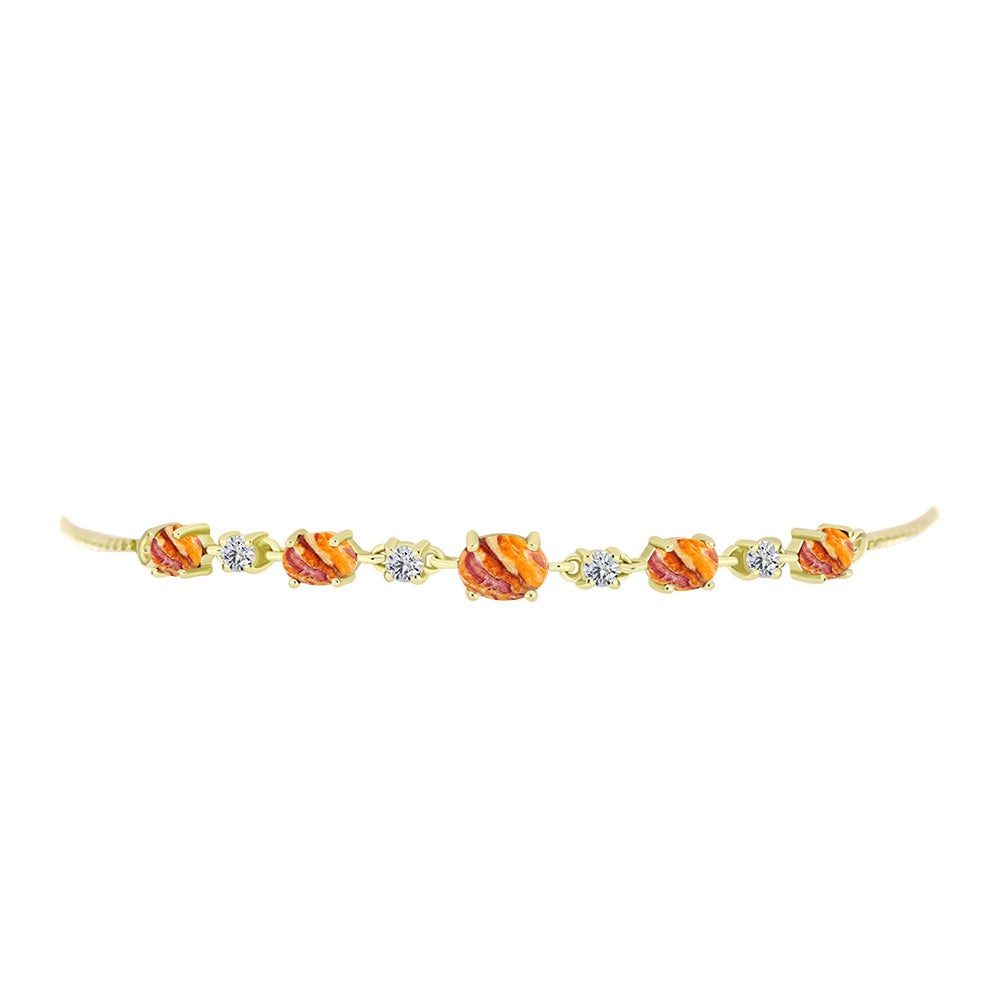 Goldplattiertes Silberarmband mit Löwenpfoten-Jaspis und weißem Topas