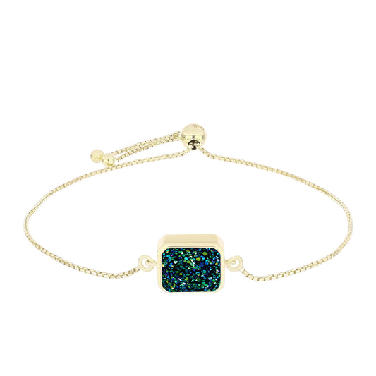 Goldplattiertes Silberarmband mit grüner Druse