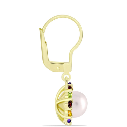 Goldplattierte Silberohrringe mit marokkanischem Amethyst und Zitrin aus dem Ural