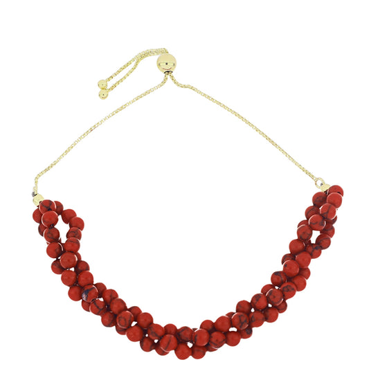 Goldplattiertes Silberarmband mit roter Schwammkoralle