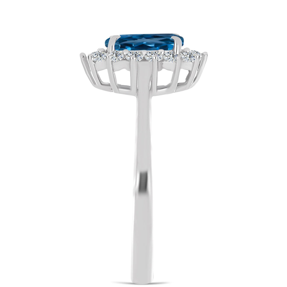 Silberring mit londonblauem Topas und weißem Topas
