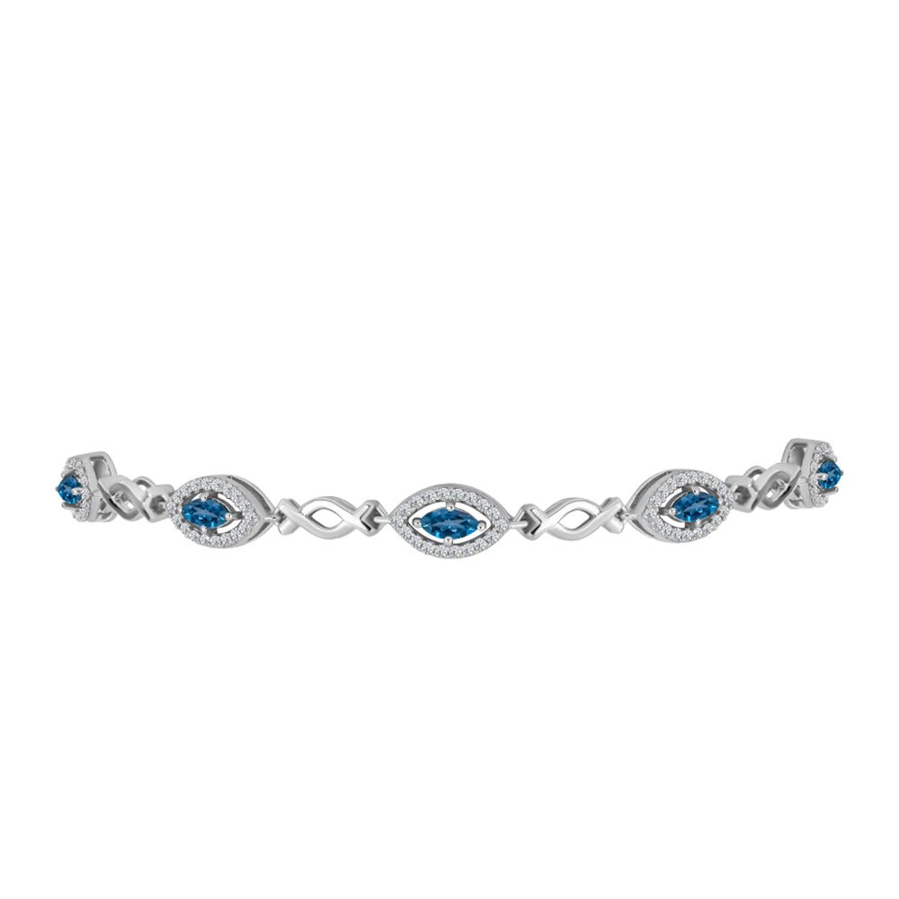 Silberarmband mit londonblauem Topas und weißem Topas