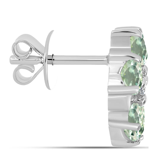 Silberohrringe mit grünem Amethyst und weißem Topas