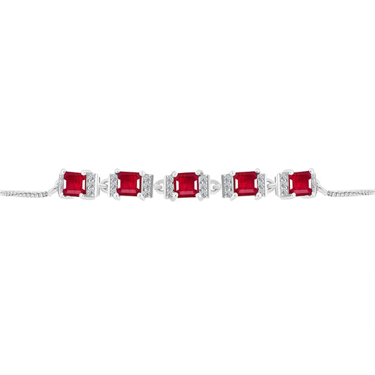 Silberarmband mit Rubin aus Madagaskar und weißem Topas