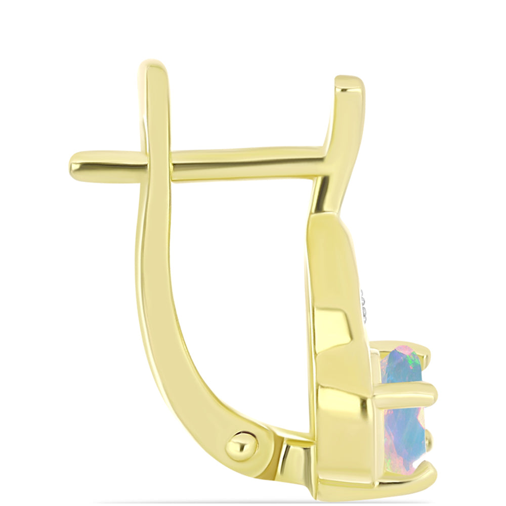 Goldplattierte Silberohrringe mit Welo-Opal und weißem Topas