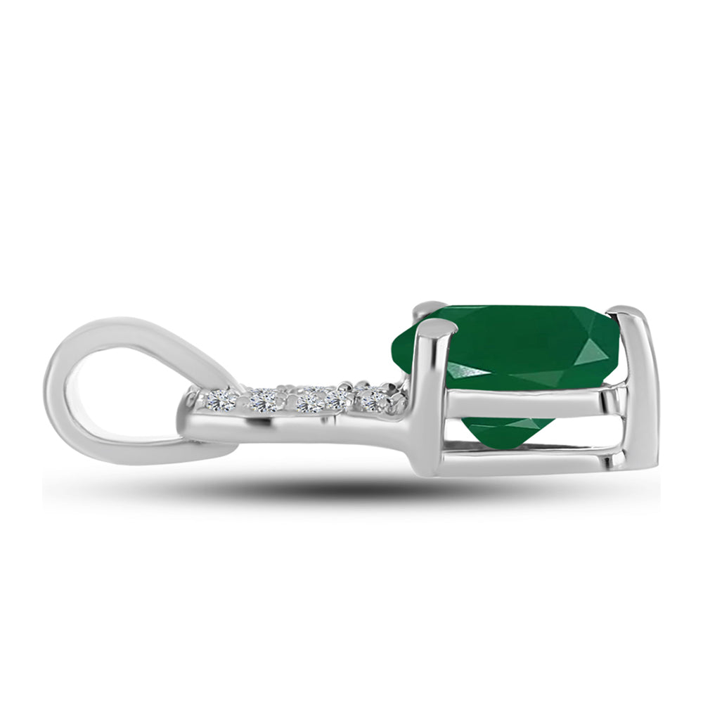 Silberanhänger mit grünem Chalcedon und weißem Topas