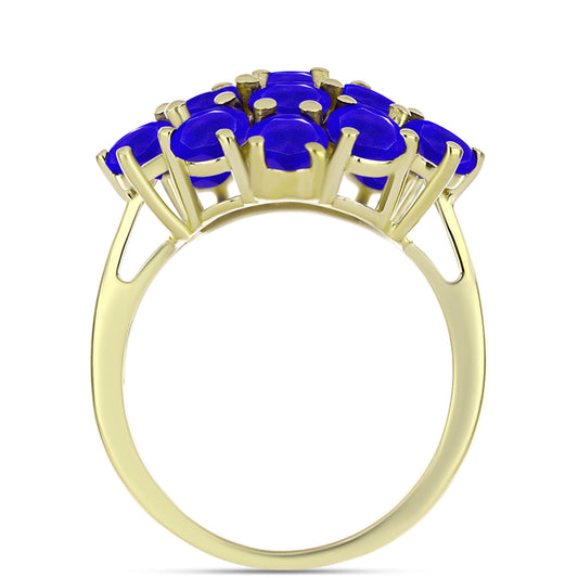 Goldplattierter Silberring mit blauem Achat