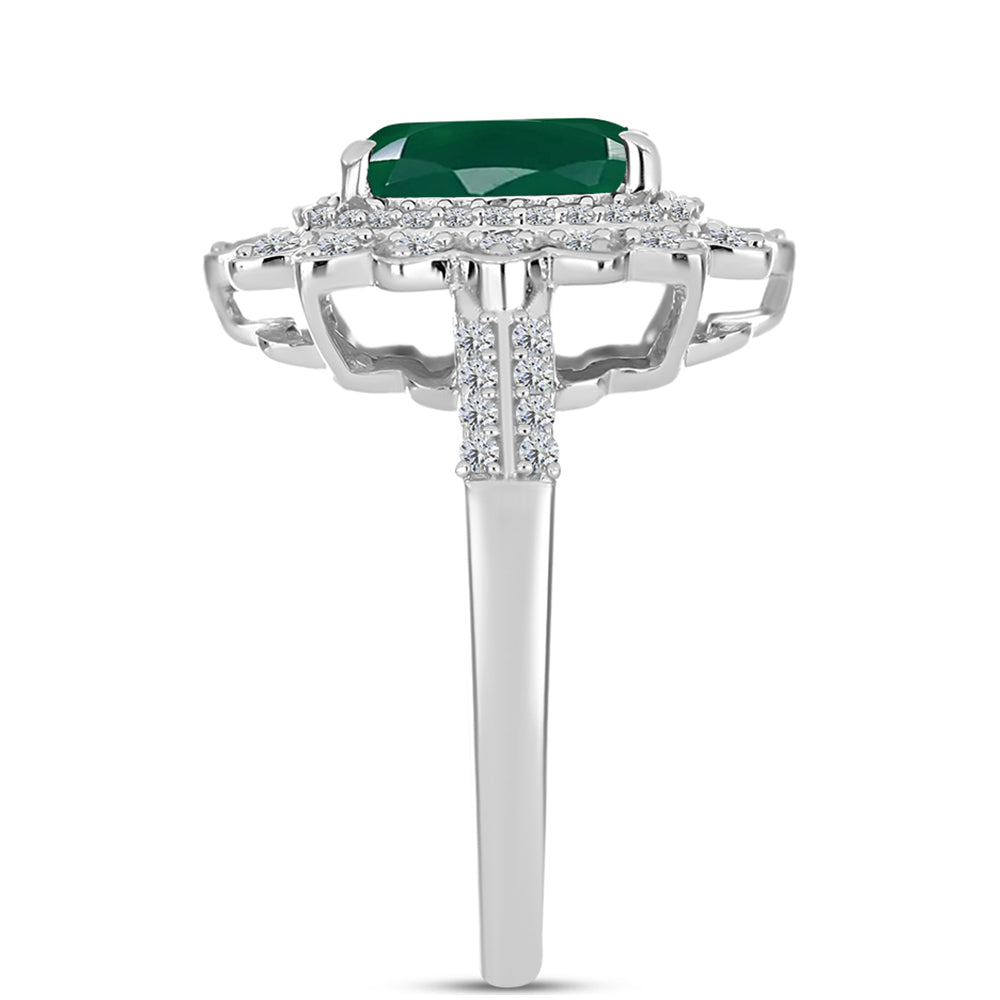Silberring mit grünem Chalcedon und weißem Topas