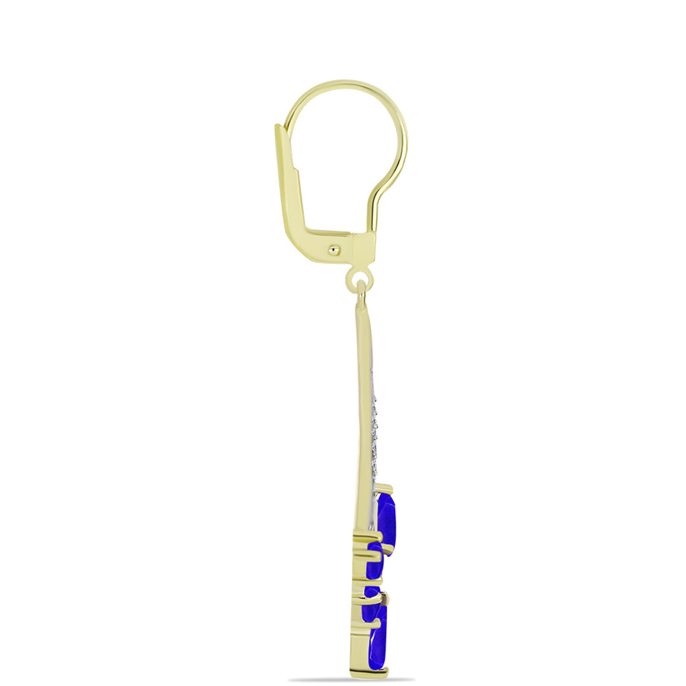 Goldplattierte Silberohrringe mit blauem Achat und weißem Topas