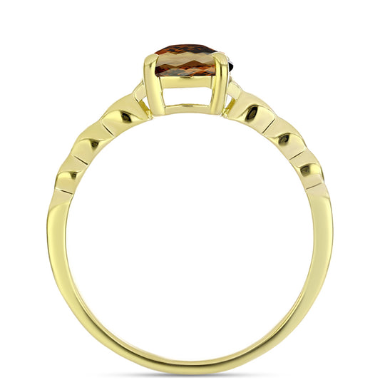 Goldplattierter Silberring mit Cognac-Quarz