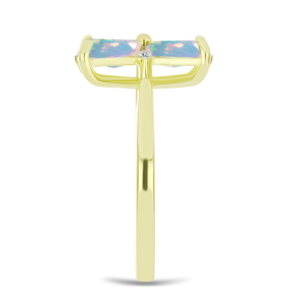 Goldplattierter Silberring mit Welo-Opal und weißem Topas
