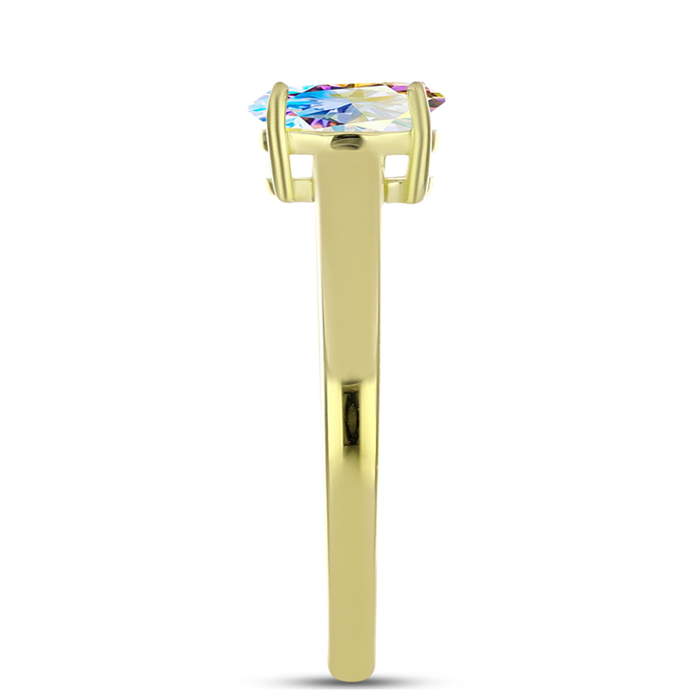 Goldplattierter Silberring mit Eis-Moissanit
