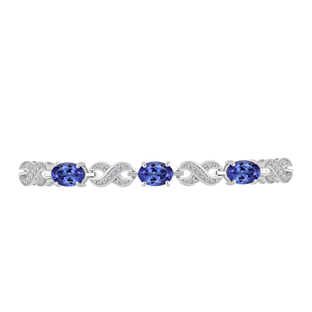Silberarmband mit Tansanit und weißem Topas