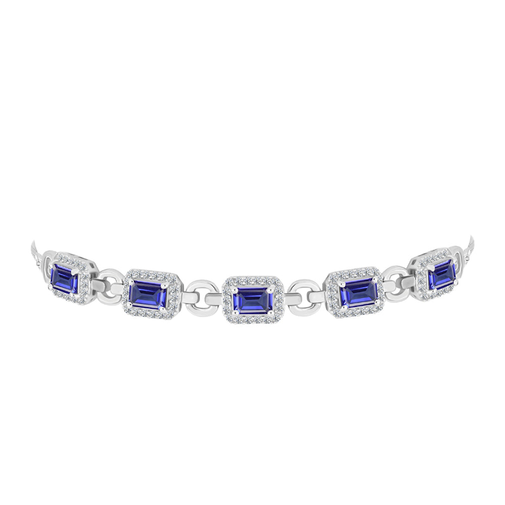 Silberarmband mit Tansanit und weißem Topas