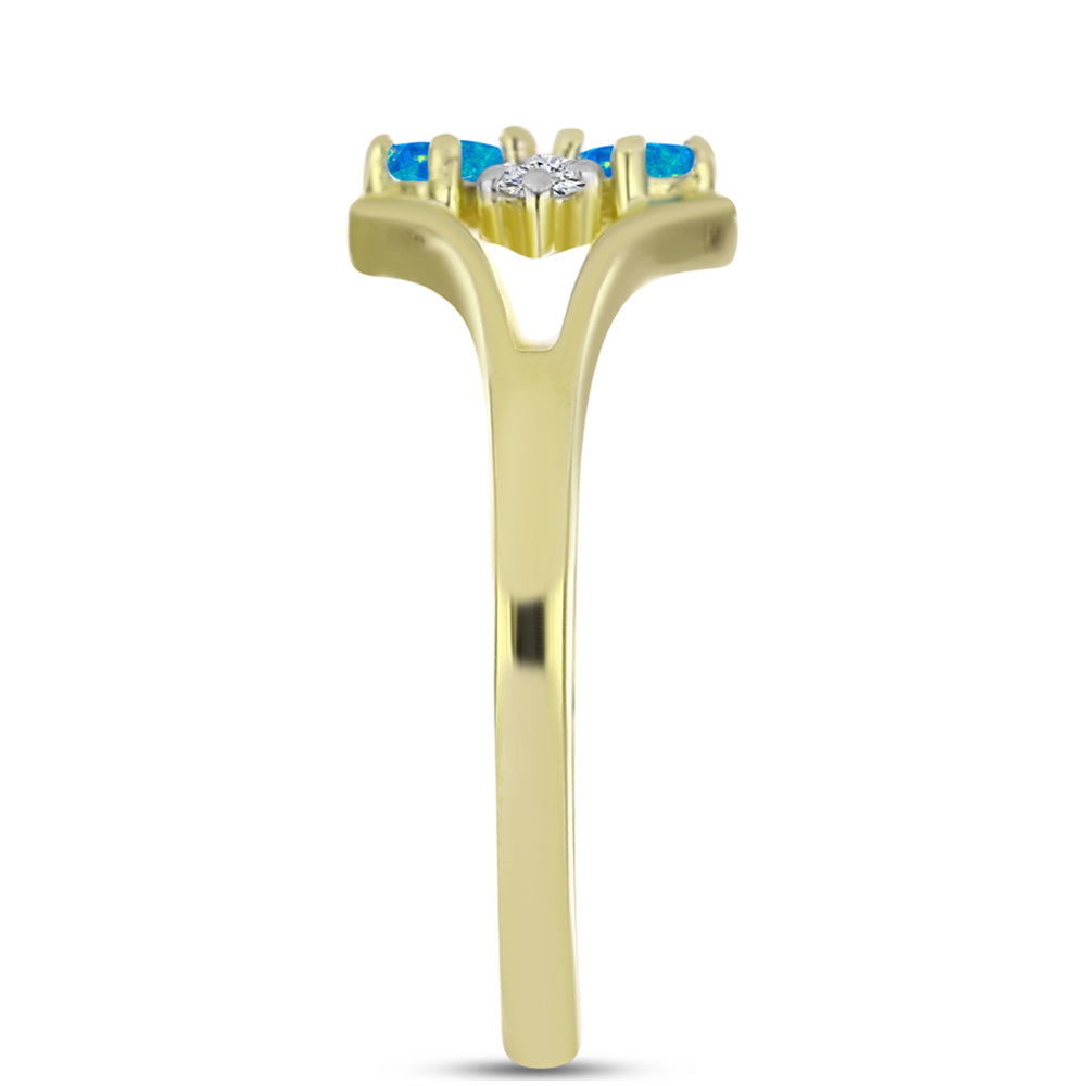 Goldplattierter Silberring mit äthiopischem Paraiba-Blauopal und weißem Topas