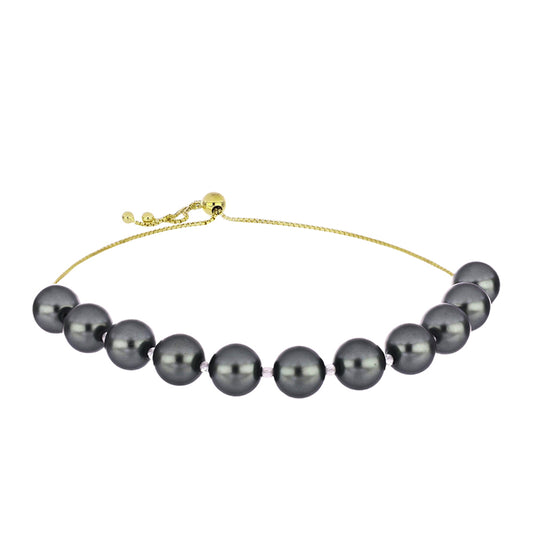 Goldplattiertes Silberarmband mit Tahitigrüne-Illusion Süßwasserperle
