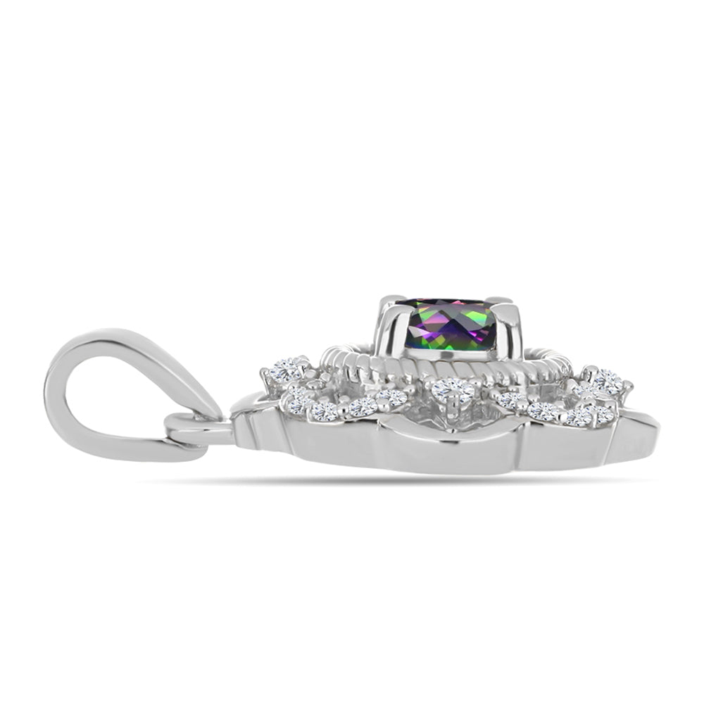 Silberanhänger mit mystischem Topas und weißem Topas