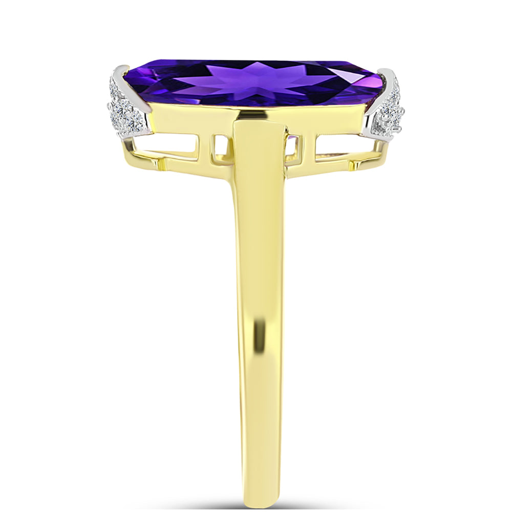 Goldplattierter Silberring mit marokkanischem Amethyst und weißem Topas