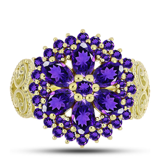 Goldplattierter Silberring mit marokkanischem Amethyst
