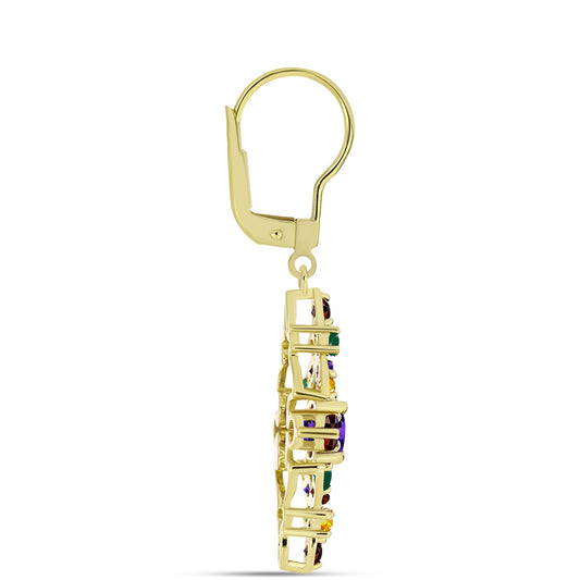 Goldplattierte Silberohrringe mit marokkanischem Amethyst und Rhodolith aus Moatize
