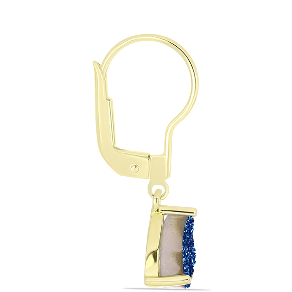 Goldplattierte Silberohrringe mit blauer Druse