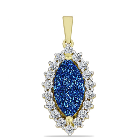 Goldplattierter Silberanhänger mit blauer Druse und weißem Topas
