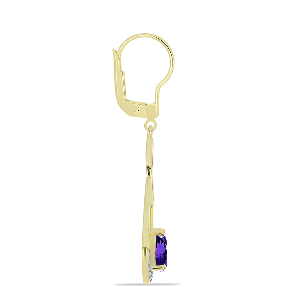 Goldplattierte Silberohrringe mit marokkanischem Amethyst und weißem Topas