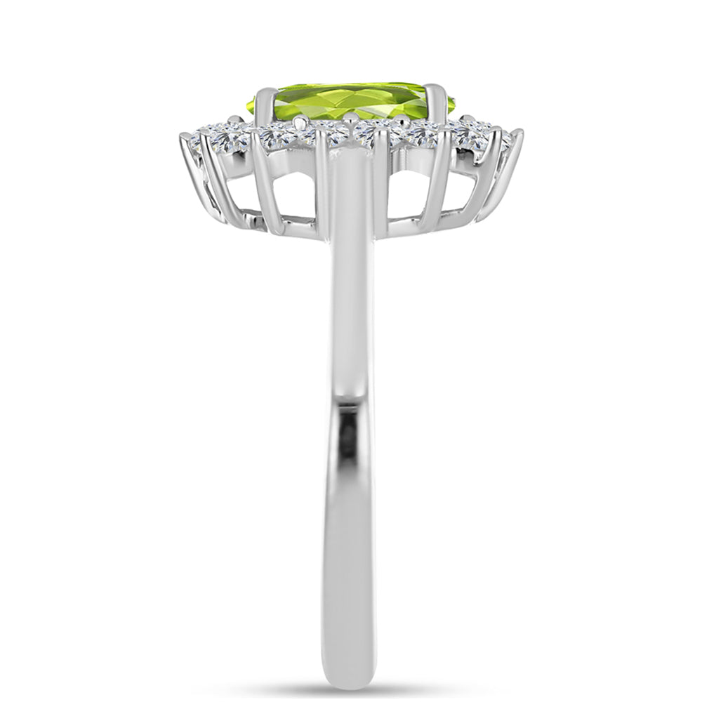 Silberring mit Peridot aus Changbai und weißem Topas