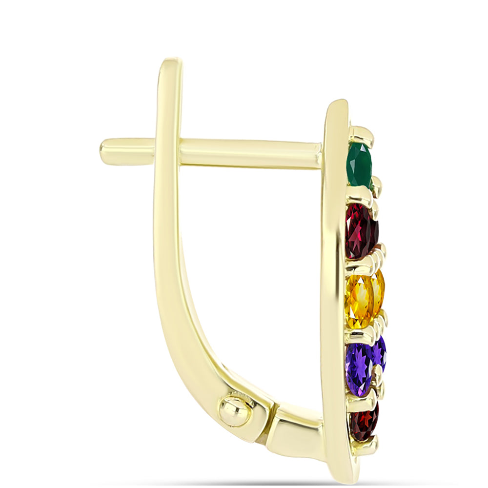 Goldplattierte Silberohrringe mit marokkanischem Amethyst und Zitrin aus dem Ural