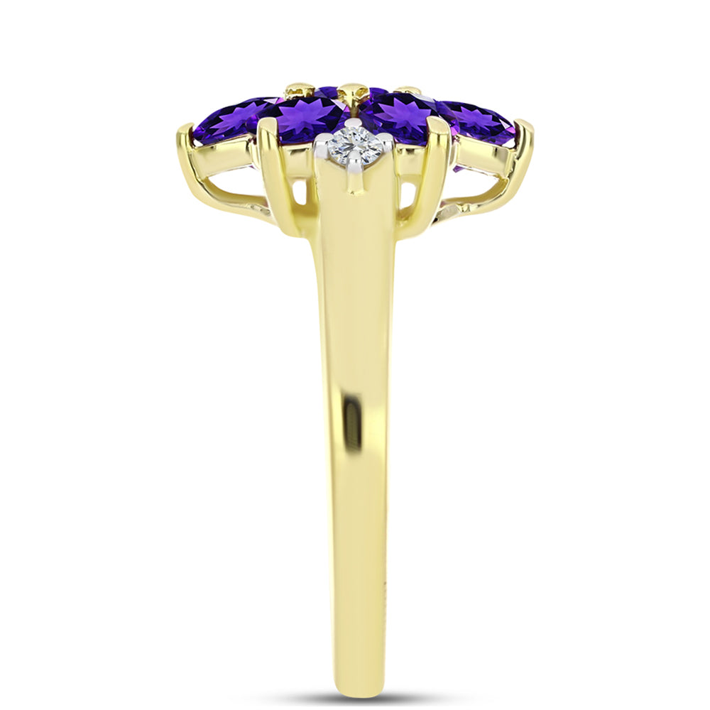 Goldplattierter Silberring mit marokkanischem Amethyst und weißem Topas